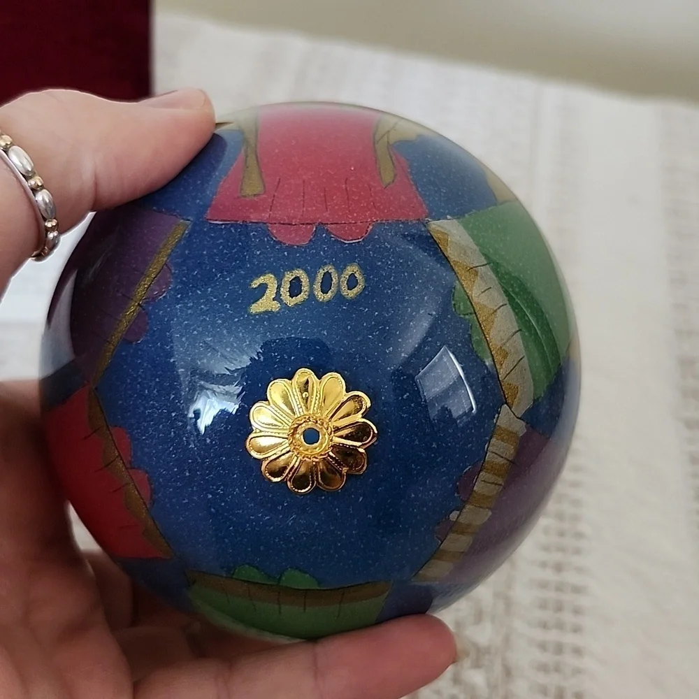 Hand Painted Christmas Ornament of Praying Angels, Big Ball Ornament.